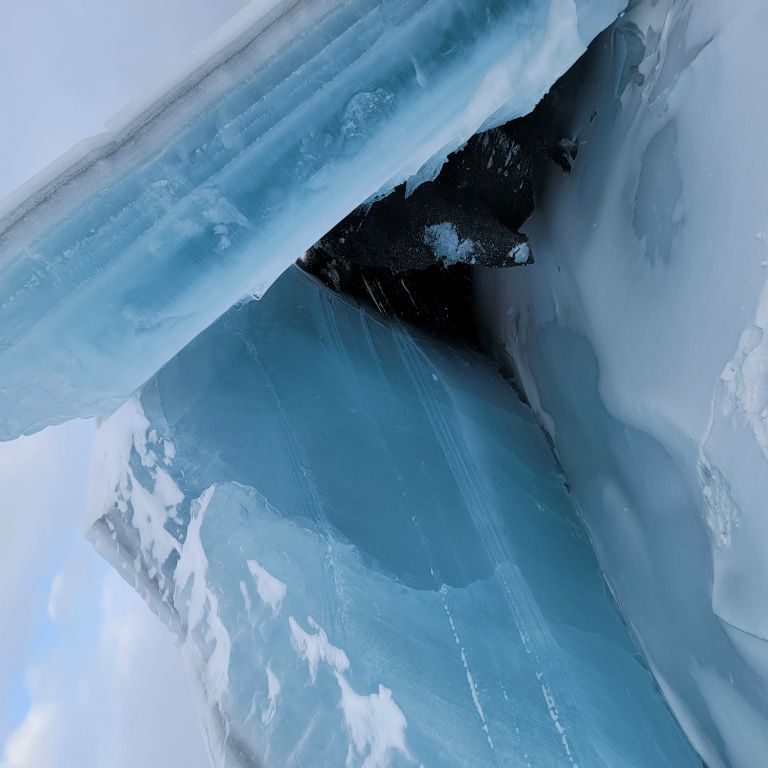 Ice sheets on the glacier lake