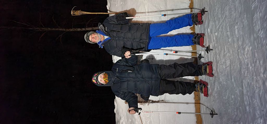 Notice the wall of snow behind us!